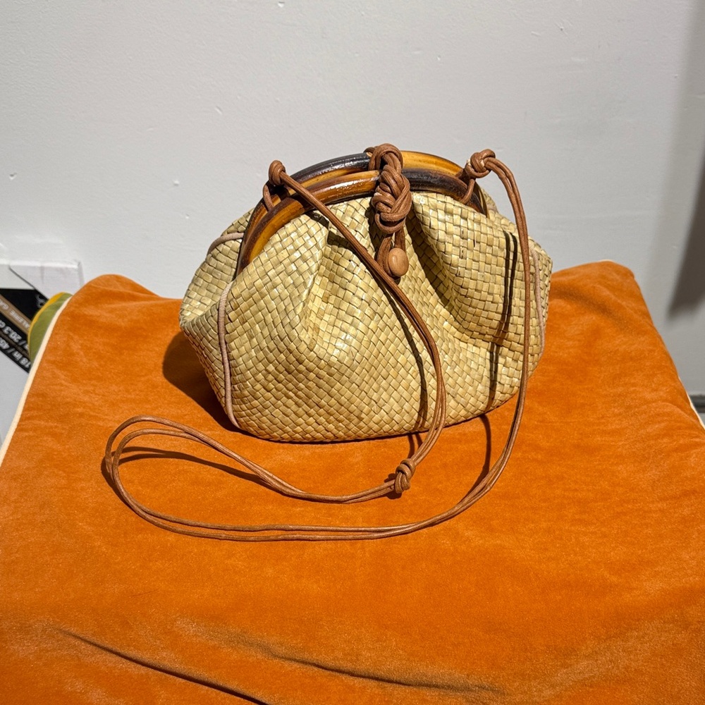 Adorable Tiki Inspired Woven Handbag from Neiman Marcus